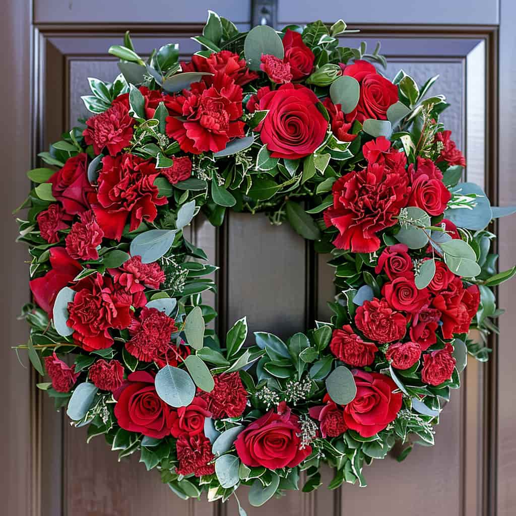 Red Regards Flower Wreath - Image 2
