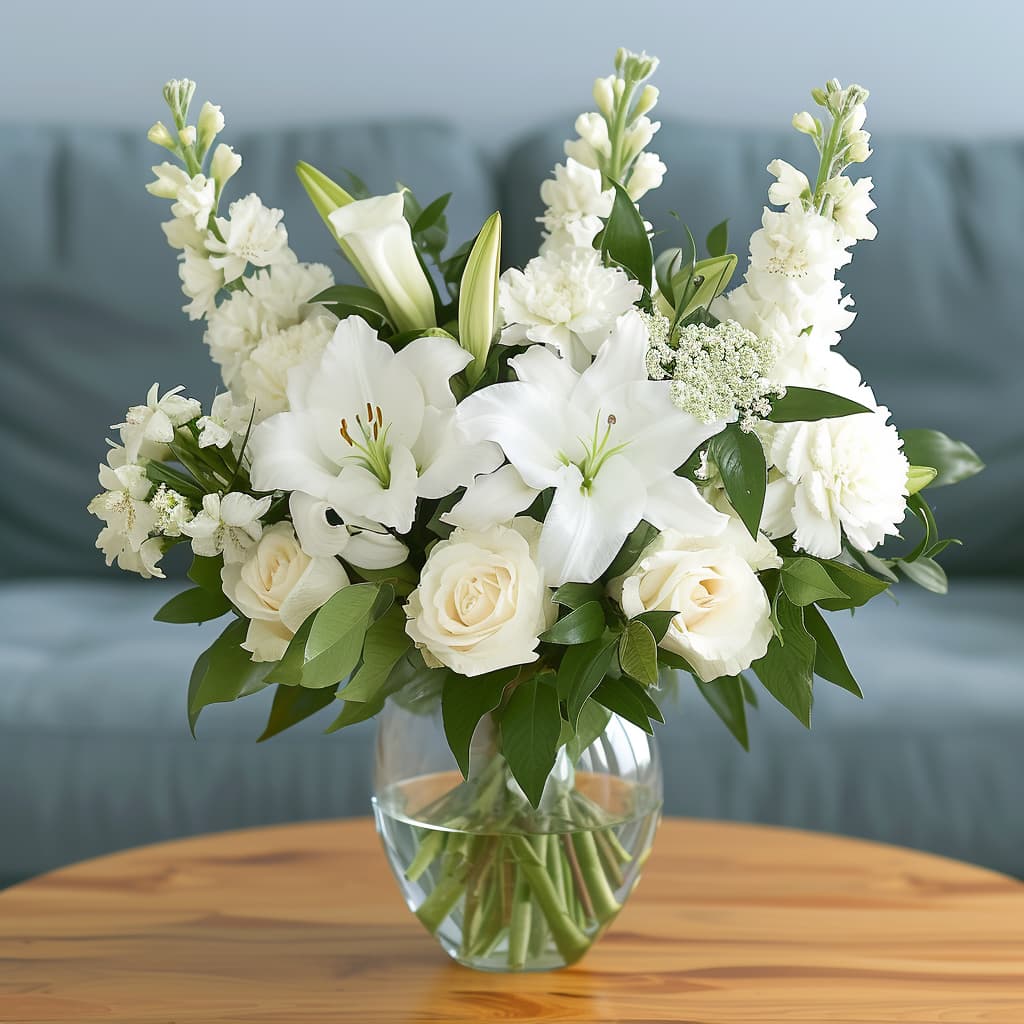 White Simplicity Flower Arrangement - Image 3