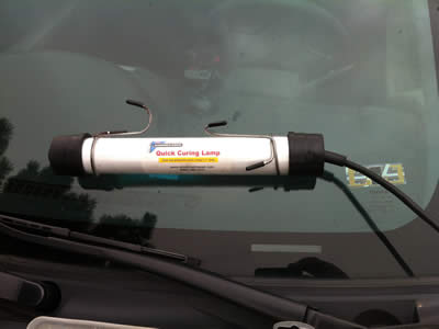 Windshield Repair with UV Curing Lamps Windshield Repair with UV Curing Lamps