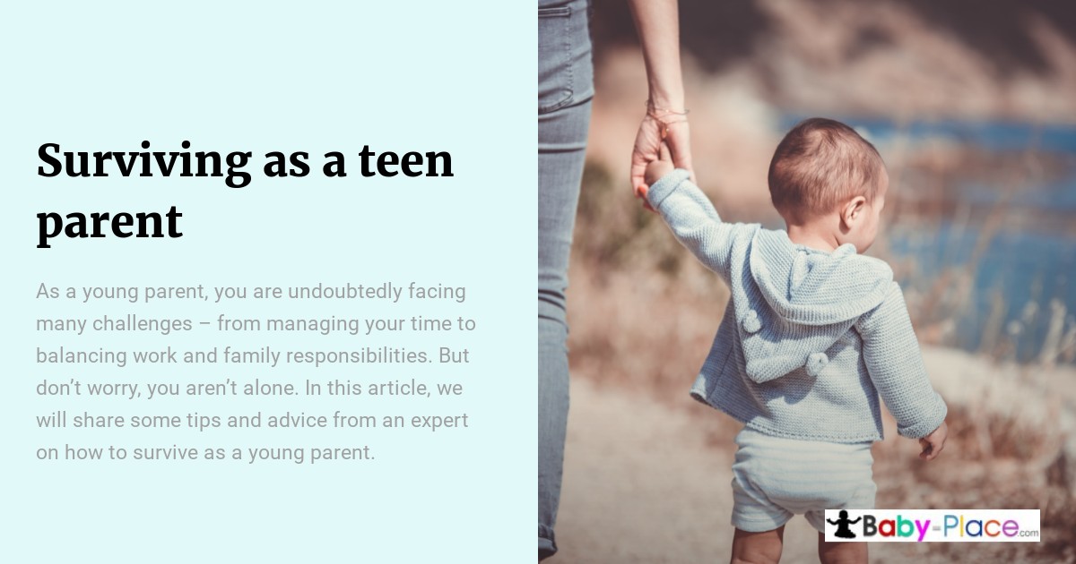 A parent and toddler are holding hands while walking outdoors. The text discusses challenges and advice for teen parents.