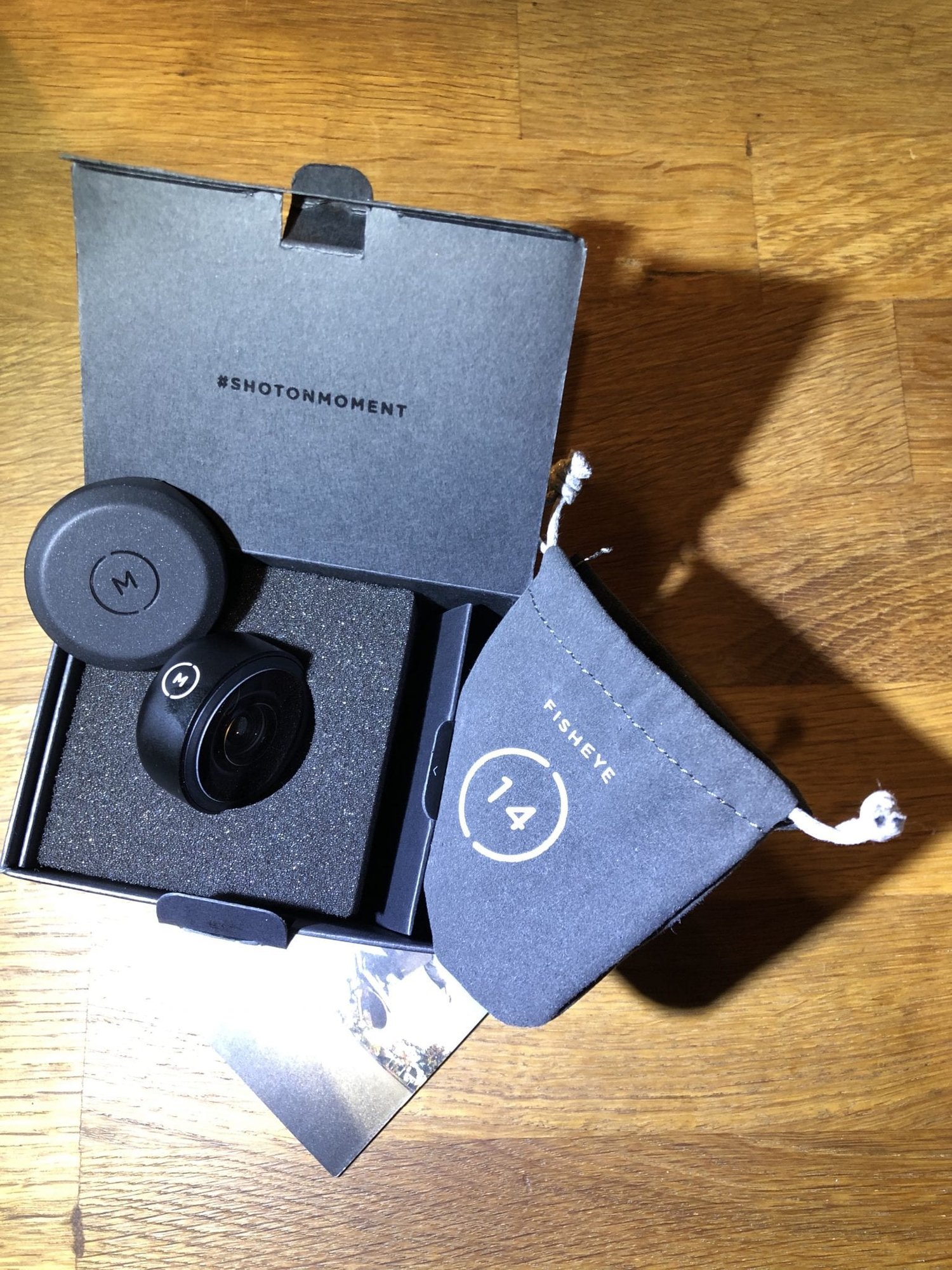 New Moment 14mm Fisheye lens in its well done package