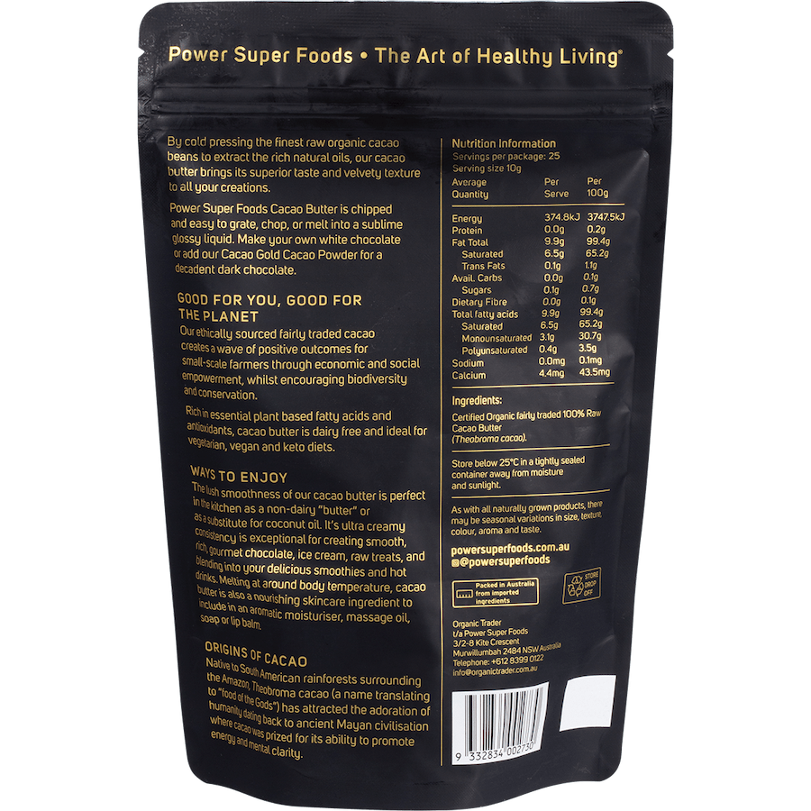 power super foods cacao gold butter (chunks) organic 250g