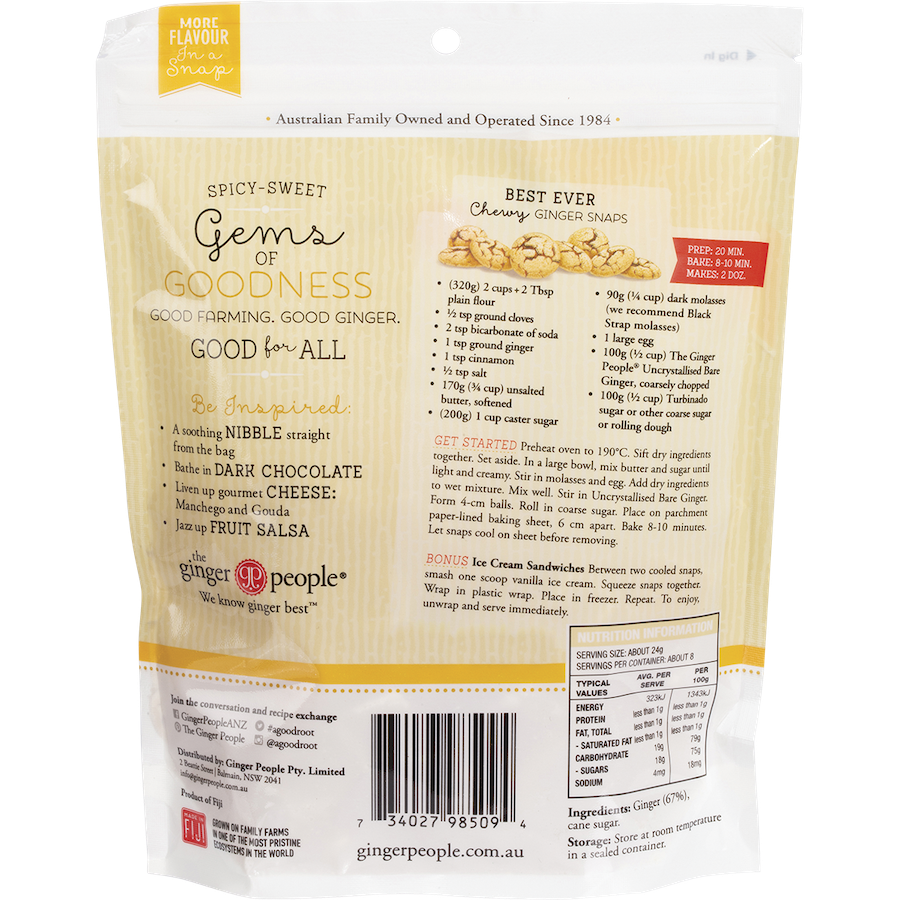 the ginger people uncrystallised bare ginger 200g