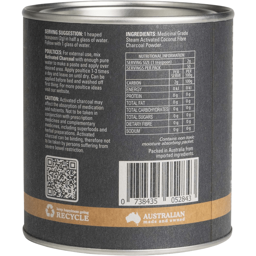 eden health foods steamed activated charcoal 100g