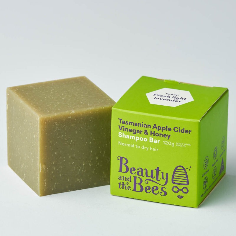 beauty and the bees apple cider vinegar & honey shampoo bar 120g