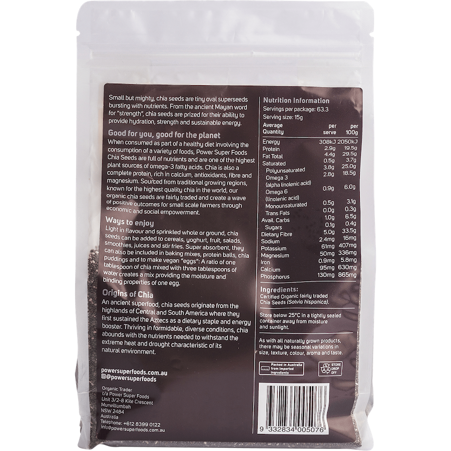 power super foods chia seeds organic 450g