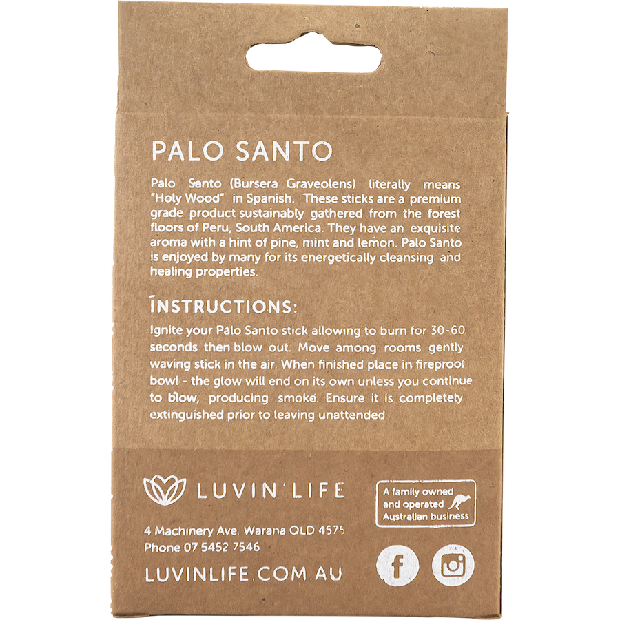 luvin life palo santo thin sticks 50g