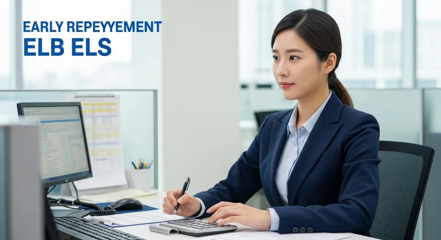 은행에서 ELB ELS 중도상환 수수료 계산해주고 있는 20대 아름다운 한국인 직장인 여성1