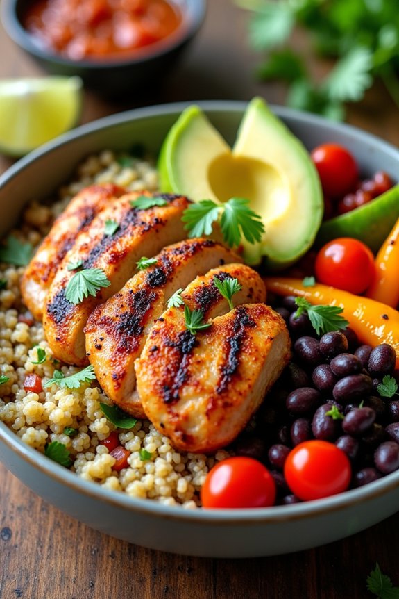 spicy quinoa chicken bowl