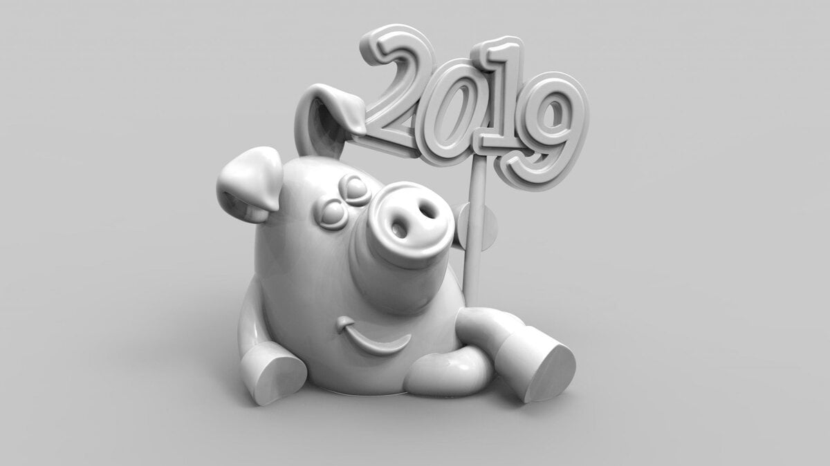 Бөмбөлөгт "2019" барьсан, хөгжилтэй төрхтэй сууж буй саарал гахайн баримал нь таны бизнесийн оффист сэтгэл татам байдлыг нэмэхэд тохиромжтой. - Business.MN