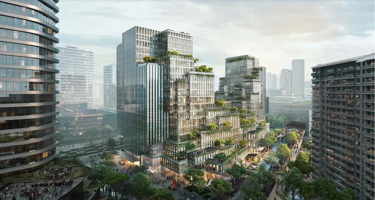 БНХАУ-ын өмнө зүгийн Ханжоу хот дахь Урбан Глен барилгын рендер зураг