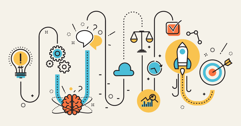 Тархи, гэрлийн чийдэн, пуужин, бай, жин, араа, тасархай шугамаар холбогдсон график дүрс бүхий хийсвэр дүрслэл. Бизнесийн стратеги эсвэл энтрепренерийн амжилтын замыг төсөөлөхөд тохиромжтой. - Business.MN