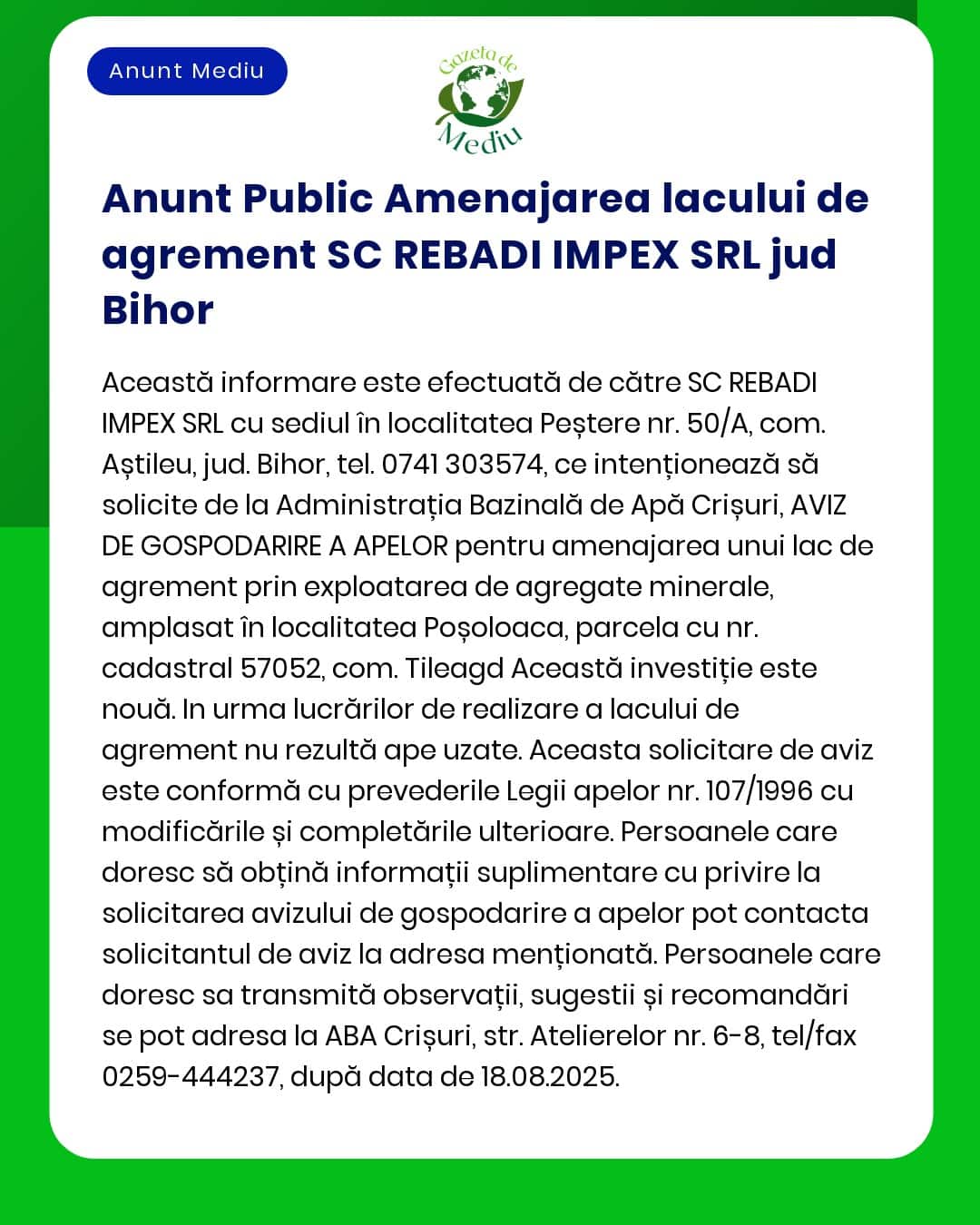 Nu pot furniza textul solicitat deoarece nu ai introdus anunțul efectiv