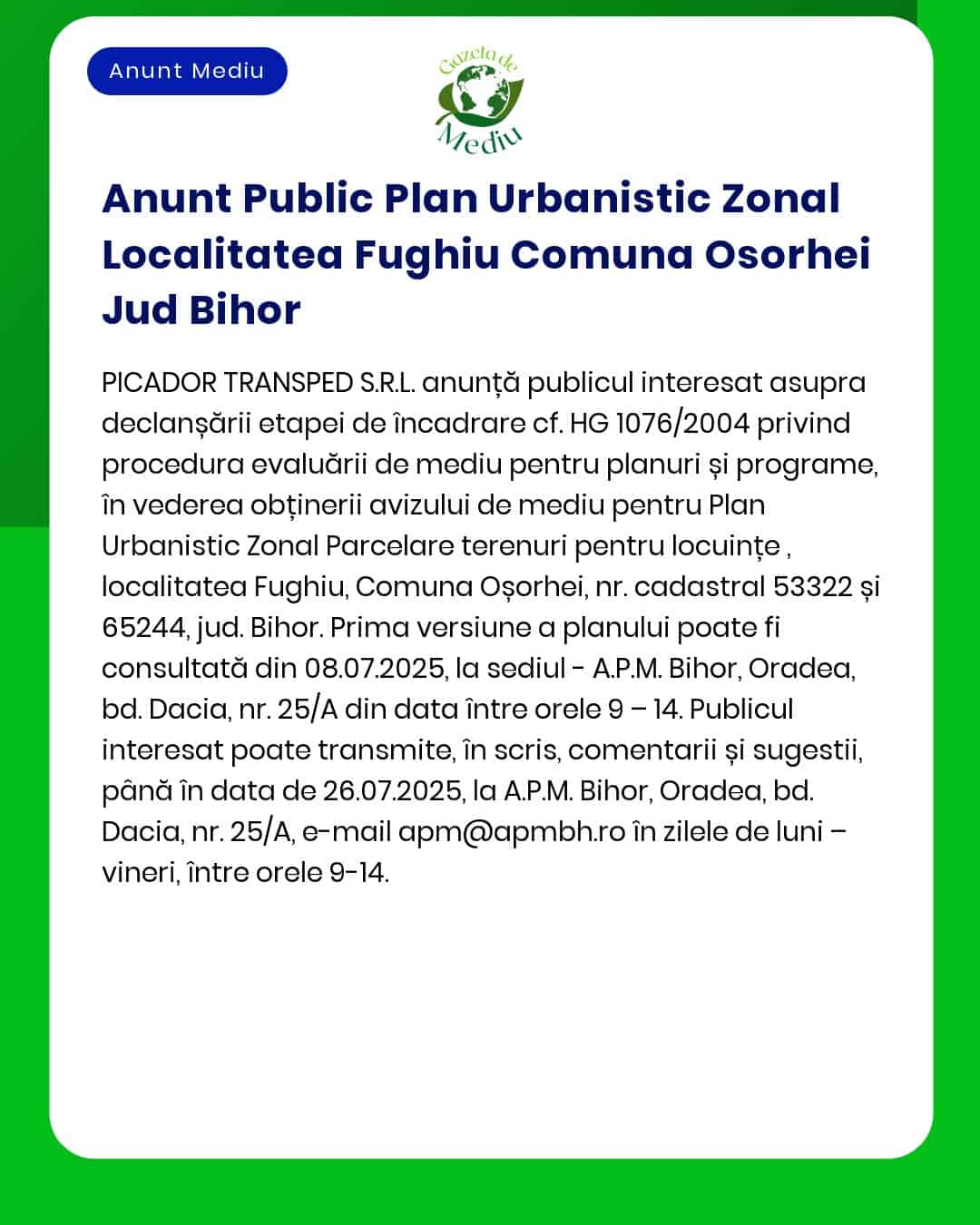 Nu există suficiente informații pentru a reda strict textul din anunț