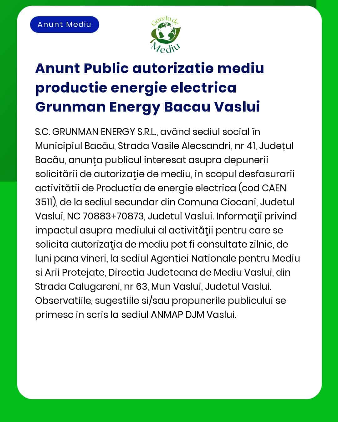 Nu am găsit informații despre un astfel de anunț în textul furnizat