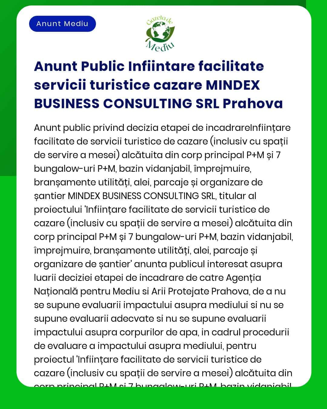 Nu pot reda conținutul solicitat deoarece textul exact al anunțului nu a fost furnizat în cererea ta