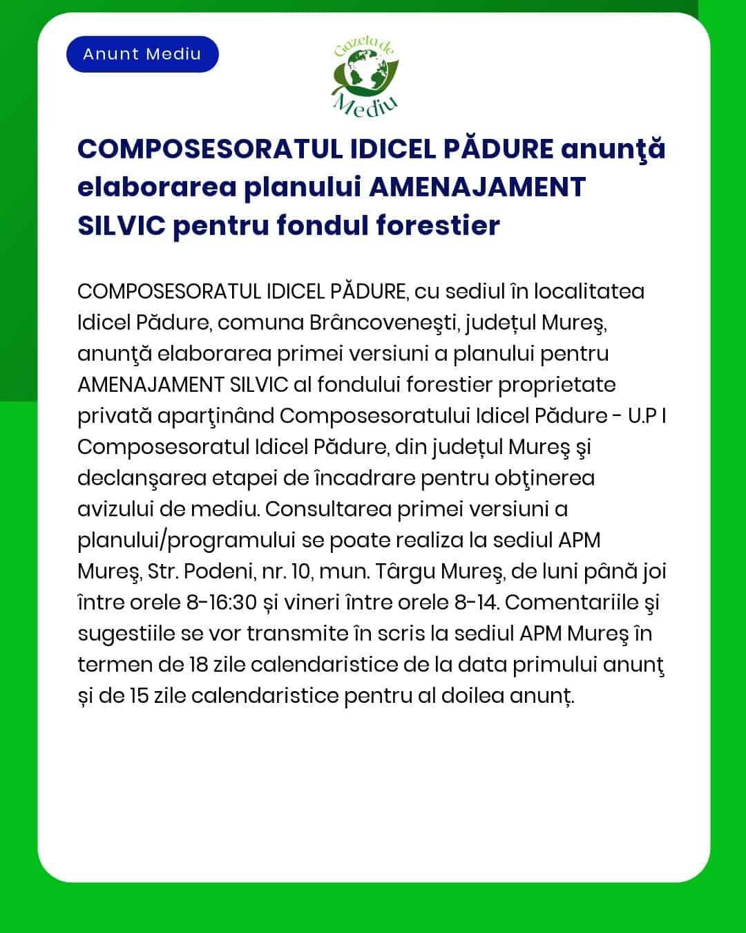 Nu pot reda textul anunțului deoarece nu ați furnizat conținutul său exact Vă rog să copiați aici textul anunțului pentru a primi răspunsul solicitat