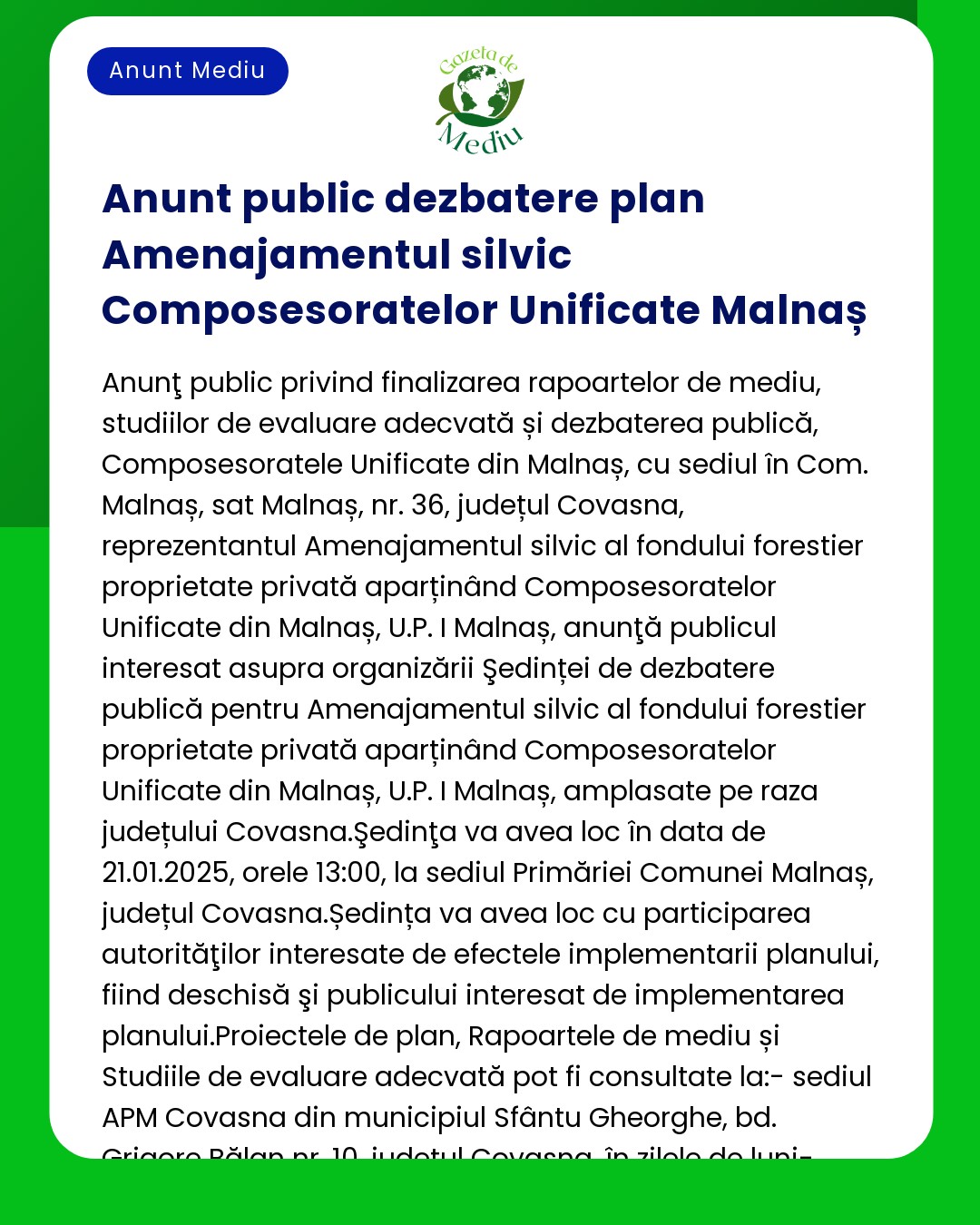 Titlul proiectului și titularul nu sunt menționate