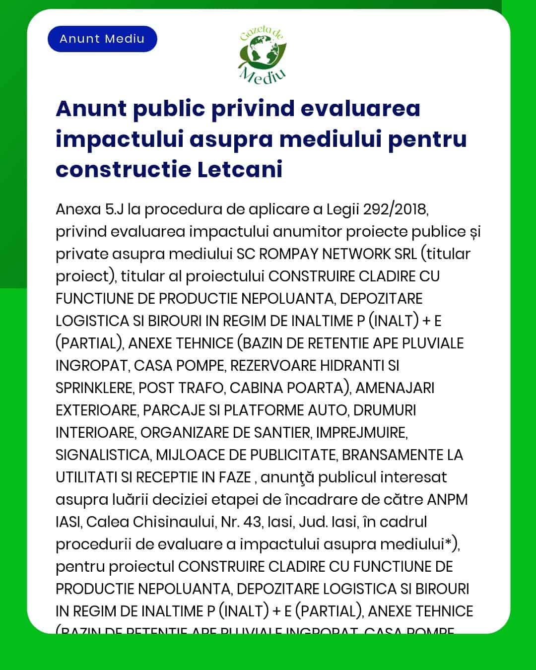 Proiectul Construire hale depozitare platforme spații tehnice sistematizare verticală incintă și rețea canalizare ape pluviale a propus a fi amplasat în județul Ilfov