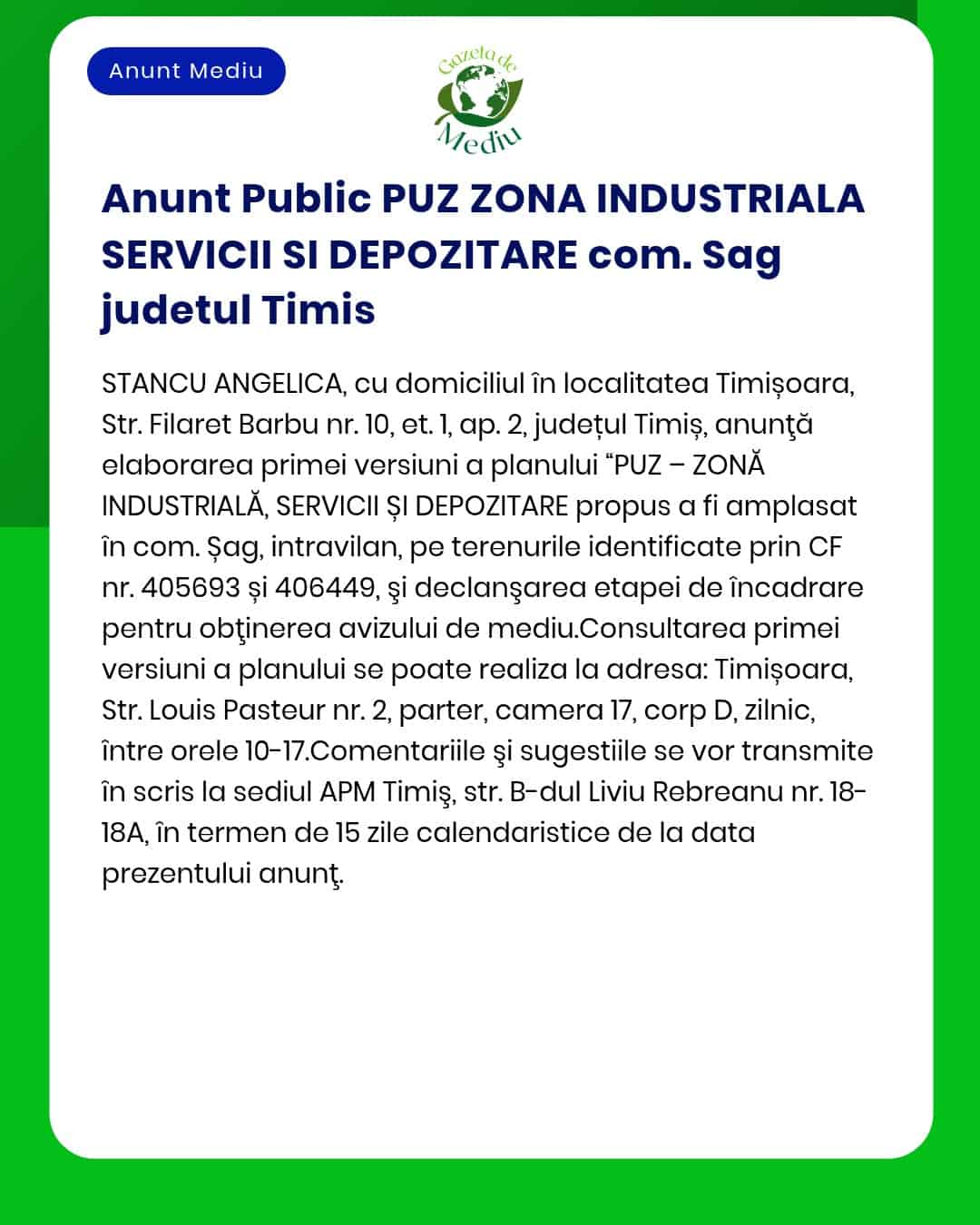 Depozit industrial Timiș Titular -