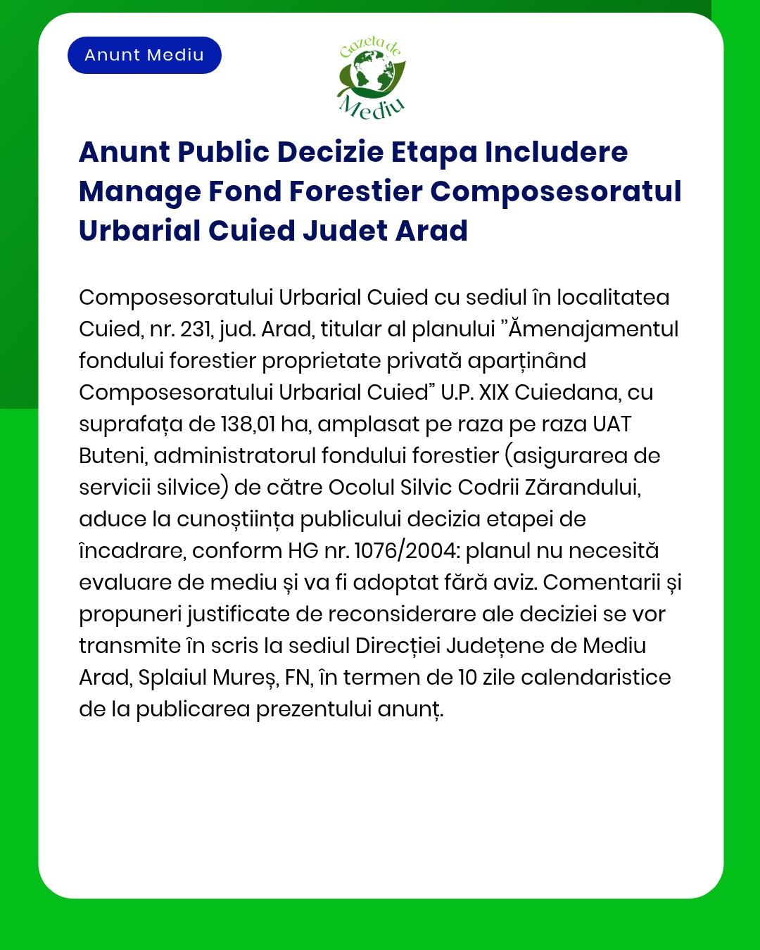 Anunt Public Decizie Etapa Includere Manage Fond Forestier Composesora