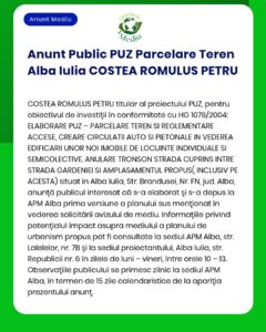 Parcelare și reglementare teren în Alba Iulia realizate de COSTEA ROMULUS PETRU incluzând circuite stradale și detalii necesare de urbanism