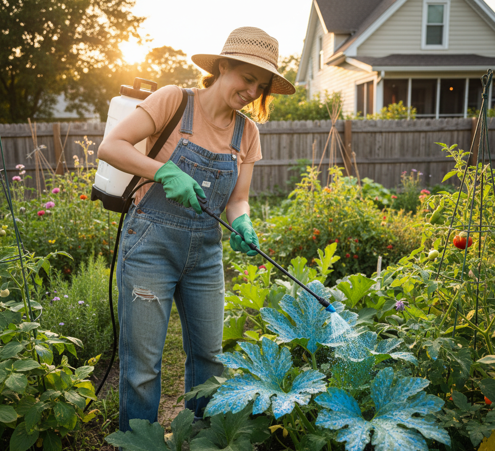 gardener spraying tru blu