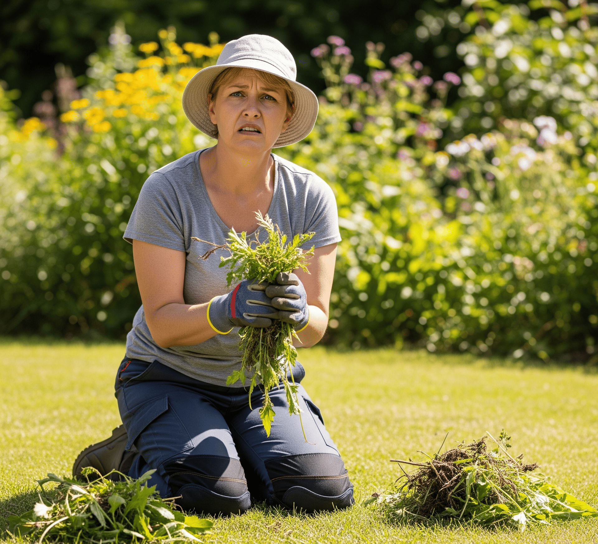gardener pulling out weeds