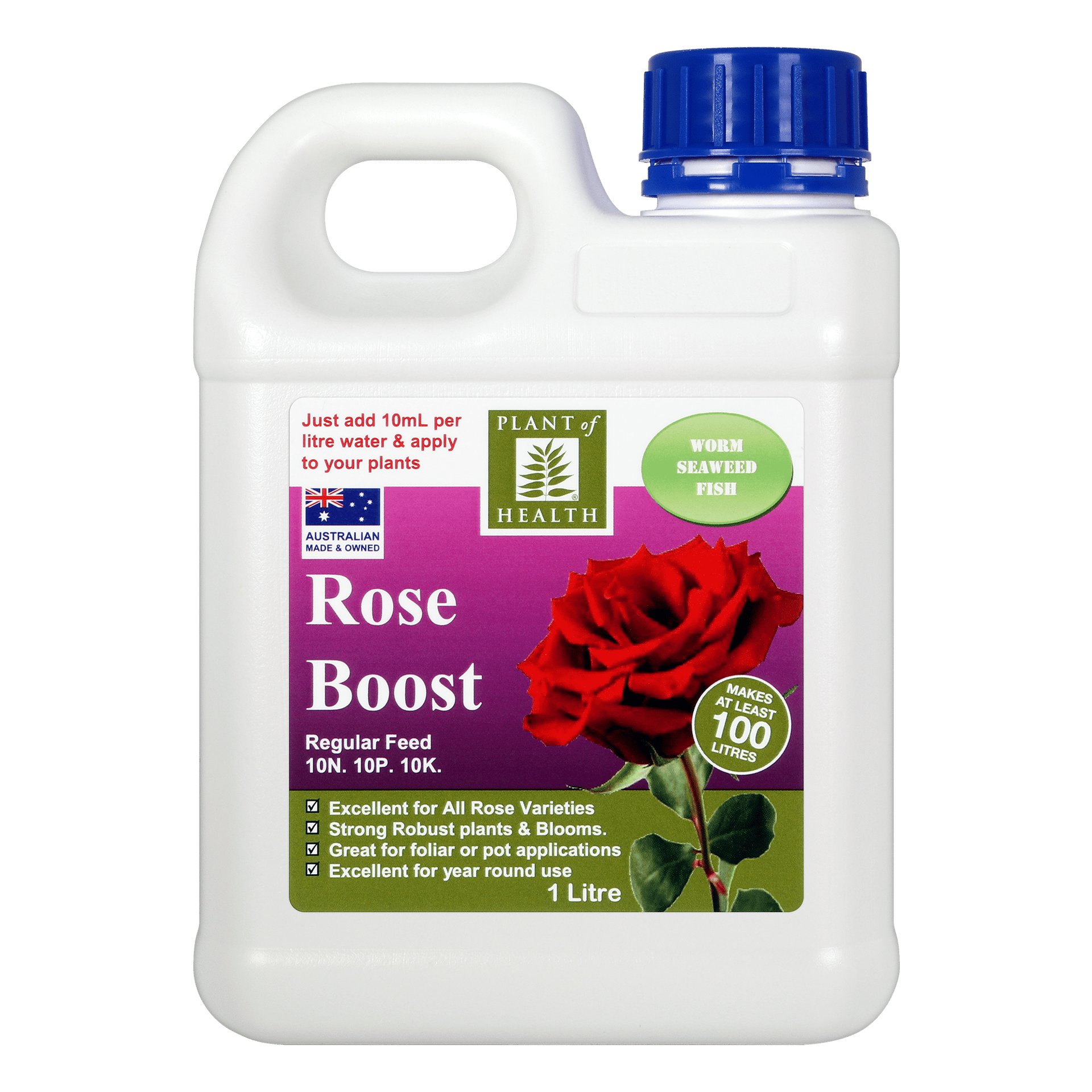 Rose Boost 1 litre concentrate liquid fertiliser bottle