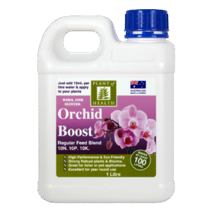 Orchid Boost 1 Litre liquid fertiliser bottle for orchid growth and plant nutrition