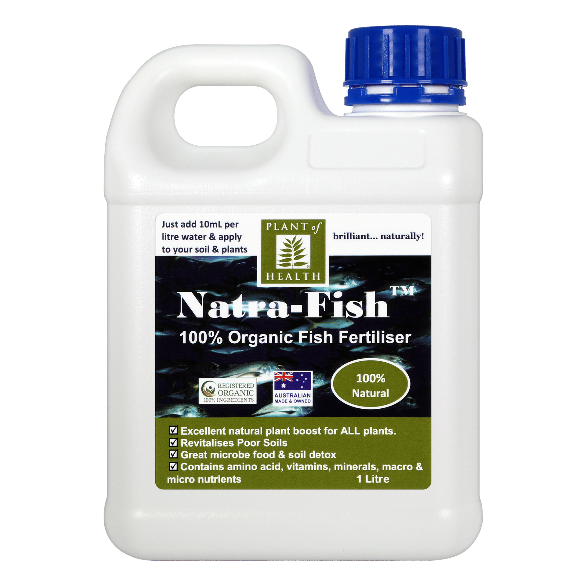 Natra Fish 1 Litre organic liquid fish fertiliser for plant and soil nutrition