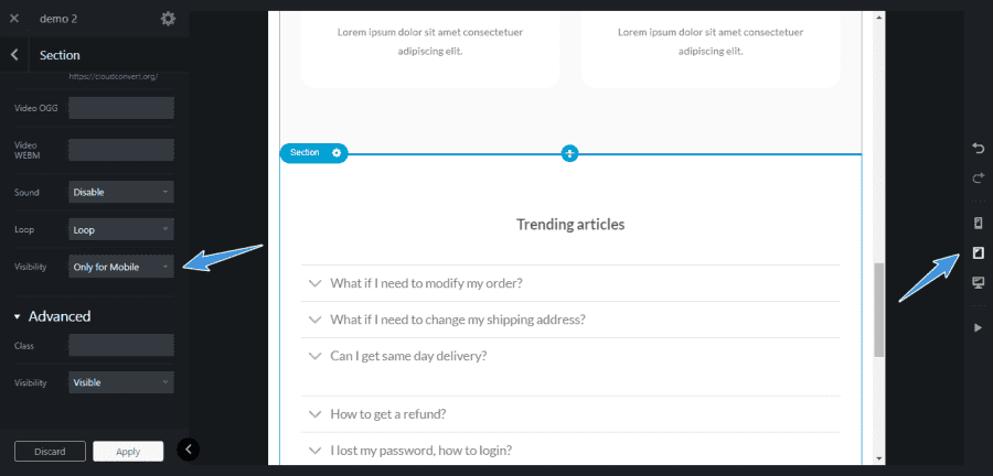 tùy chọn hiển thị trên nhiều thiết bị khác nhau flatsome
