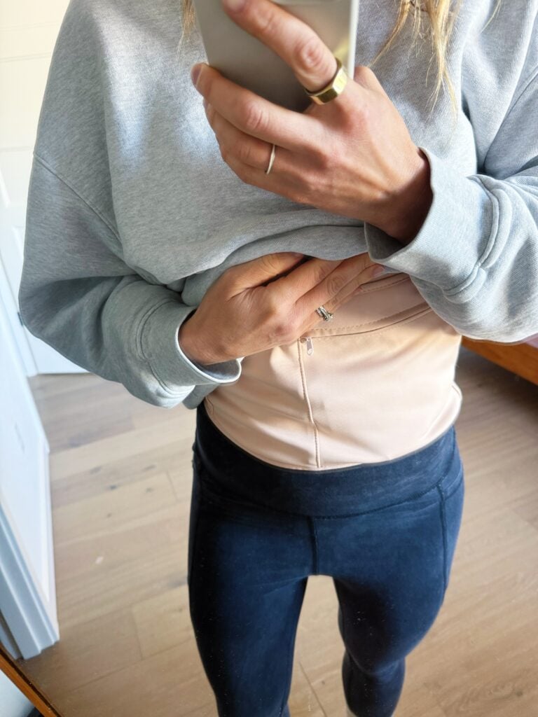 woman wearing a castor oil pack