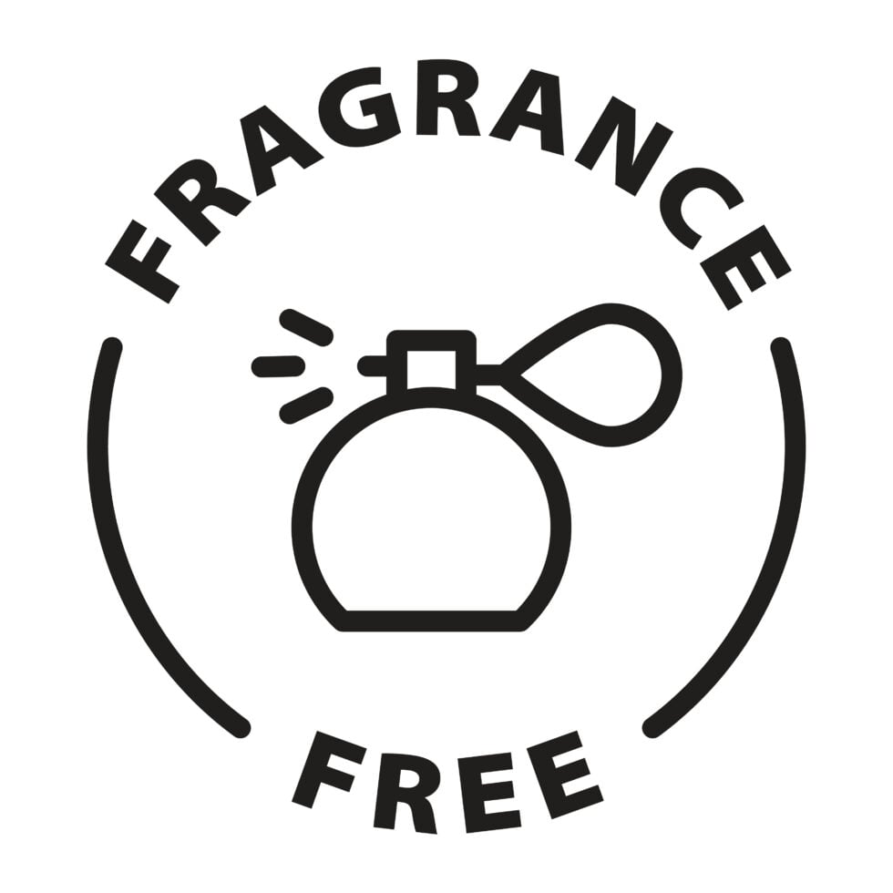 fragrance free black and white outline badge icon