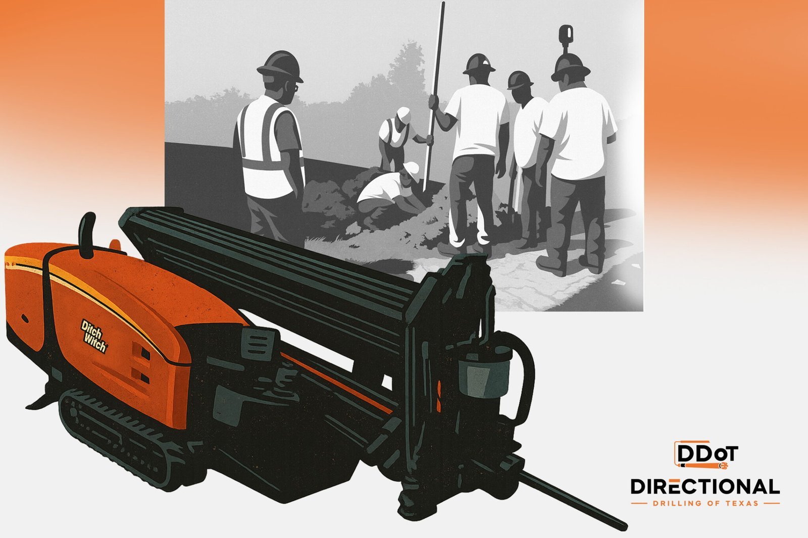 Ditch Witch directional drill with crew at dig site