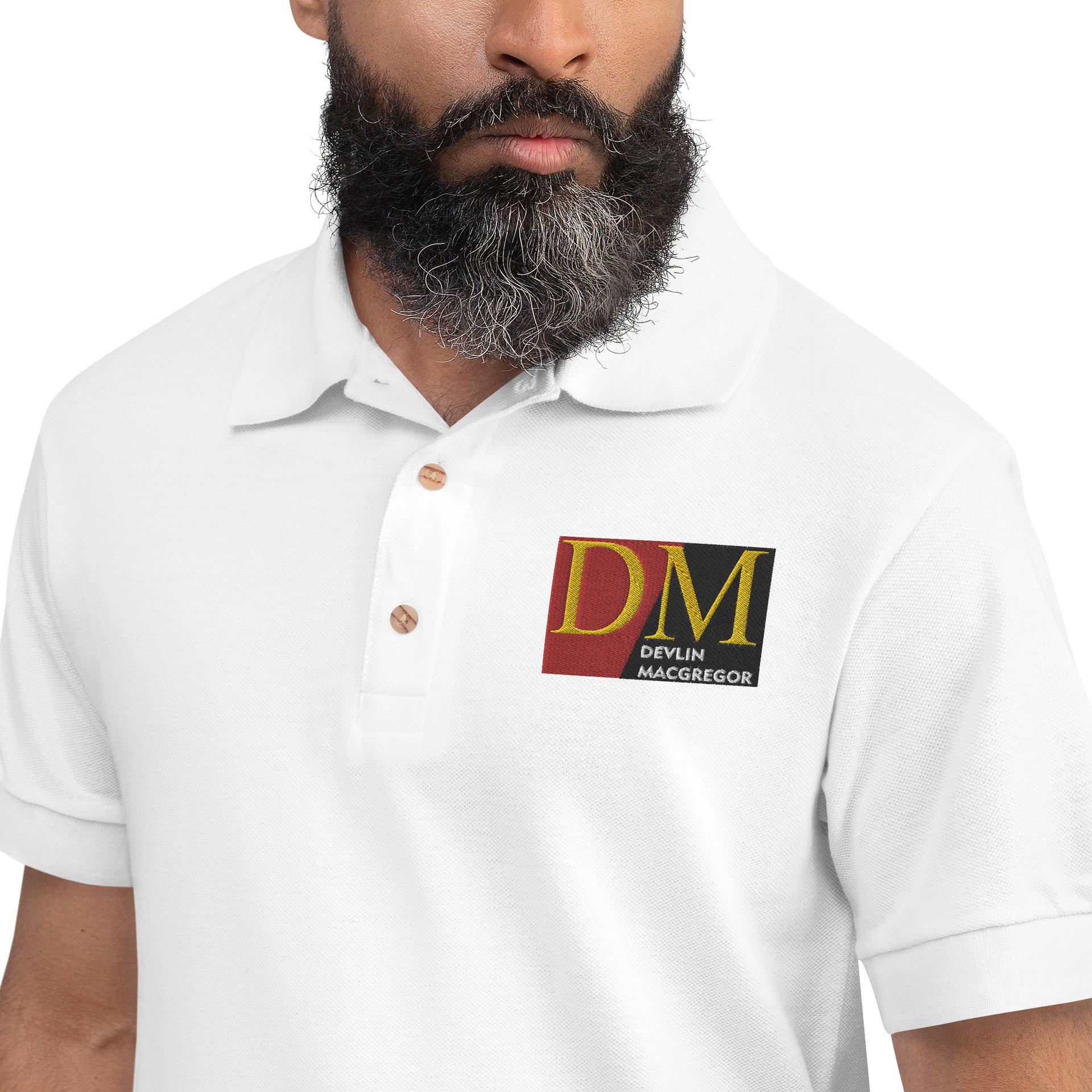Devlin Macgregor Embroidered Polo Shirt (Black, White or Silver) - Image 20