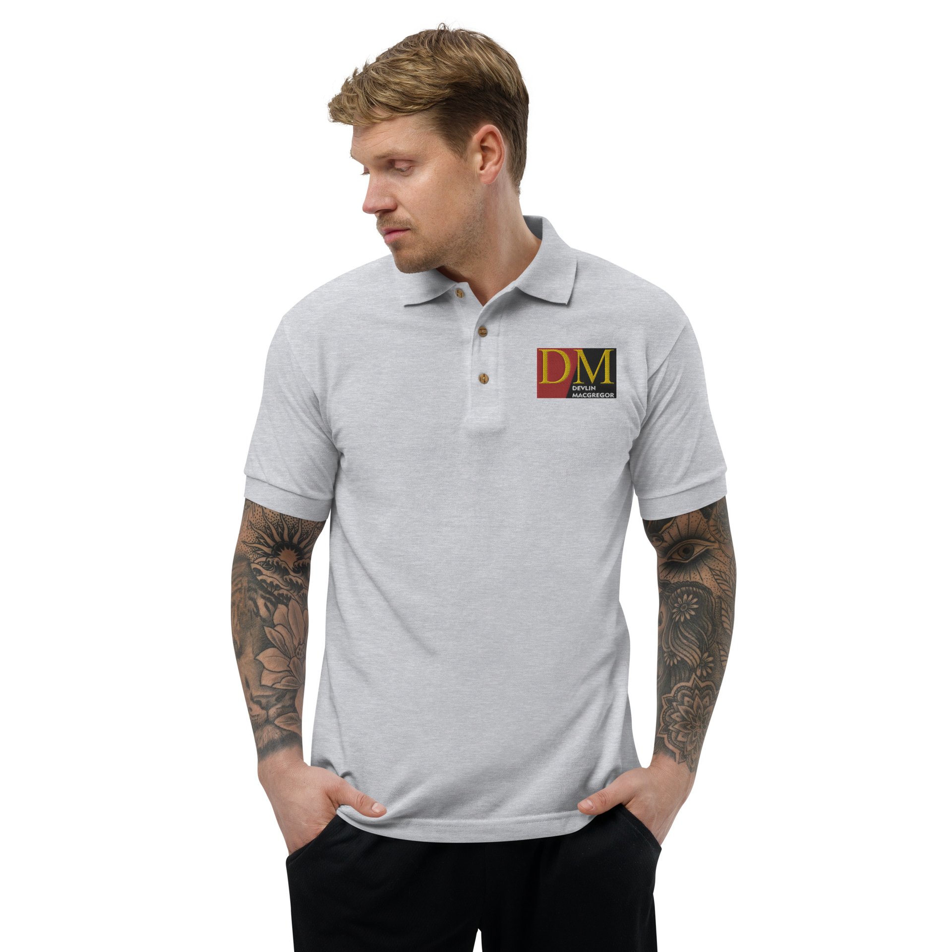 Devlin Macgregor Embroidered Polo Shirt (Black, White or Silver) - Image 13