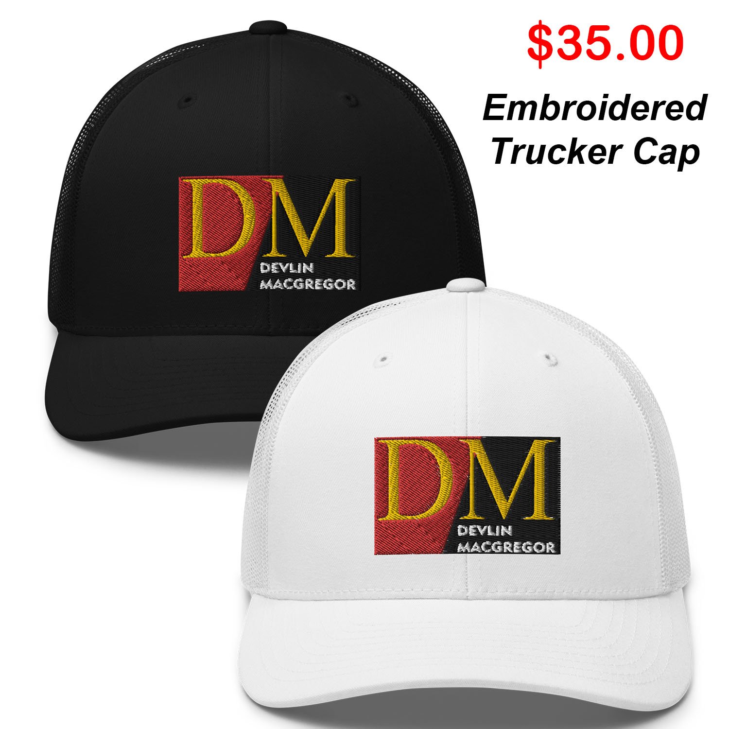 Devlin Macgregor Logo Trucker Cap (Black or White)