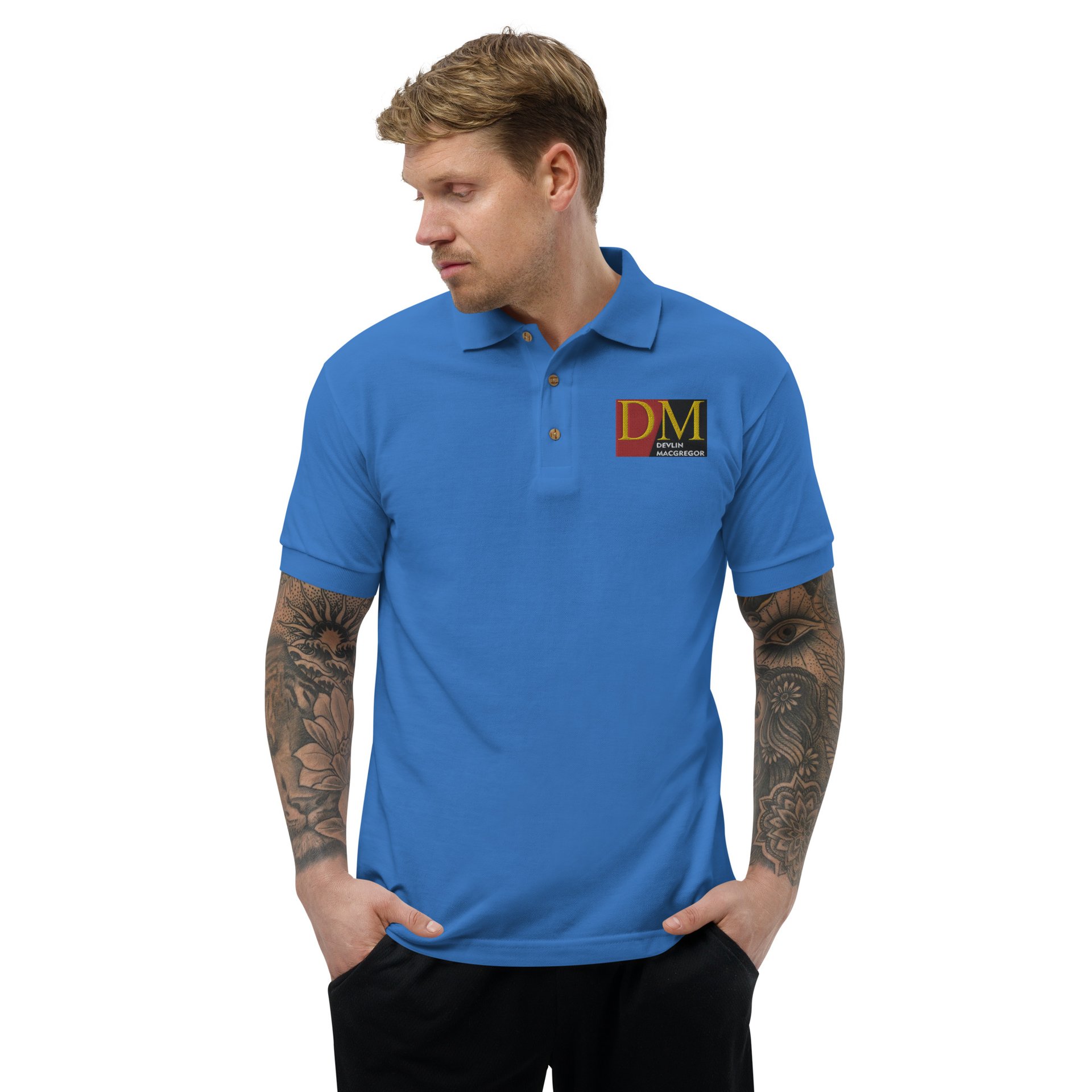 Devlin Macgregor Embroidered Polo Shirt (Black, White or Silver) - Image 8