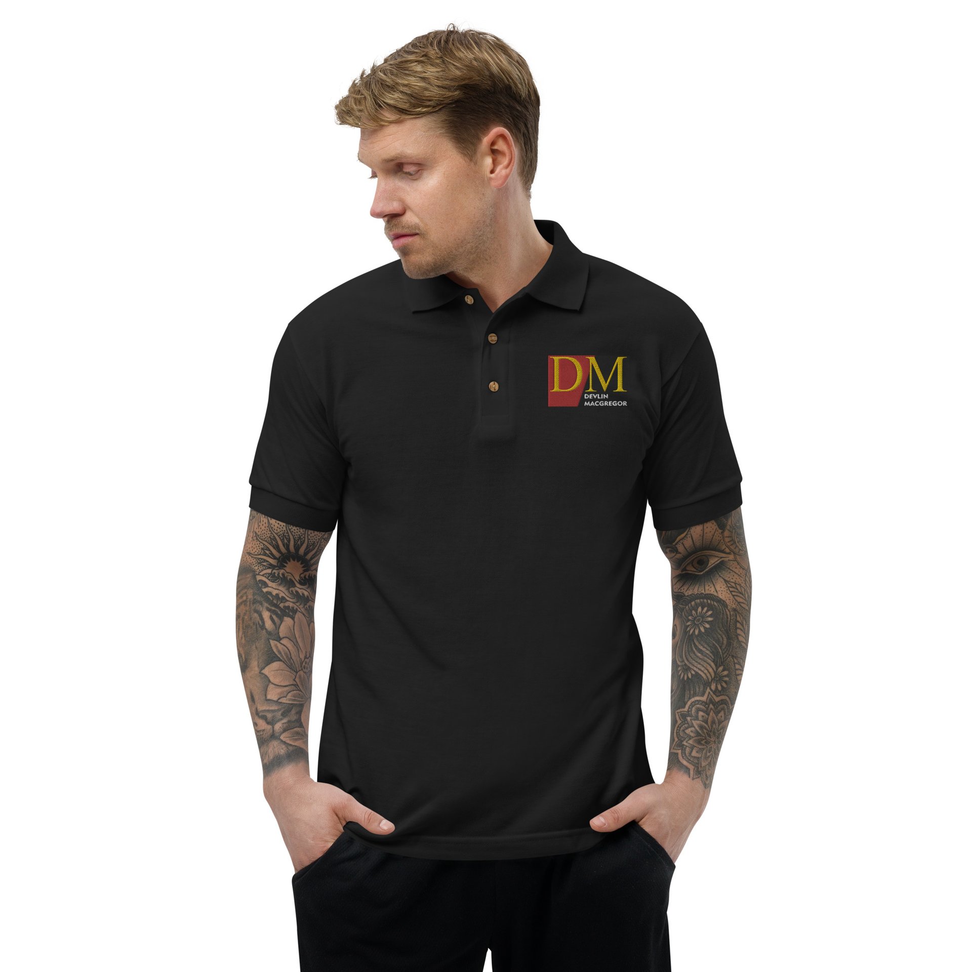 Devlin Macgregor Embroidered Polo Shirt (Black, White or Silver) - Image 2