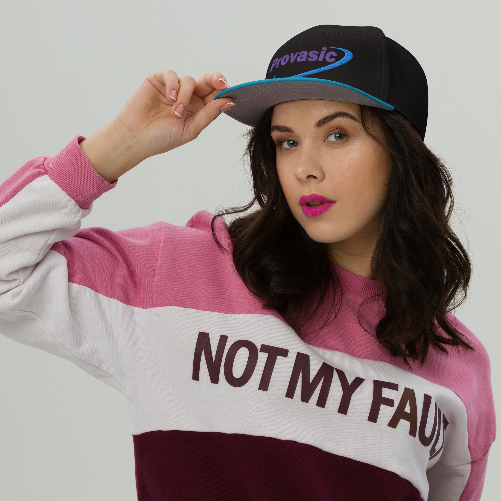 Provasic Logo "Snapback" Hat (White or Black/Teal) - Image 4