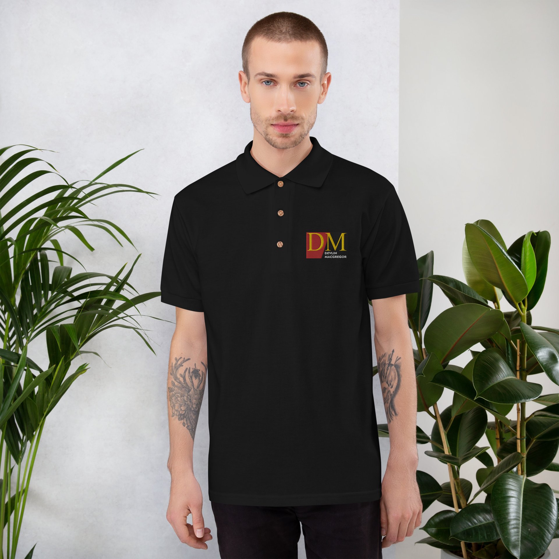 Devlin Macgregor Embroidered Polo Shirt (Black, White or Silver) - Image 5