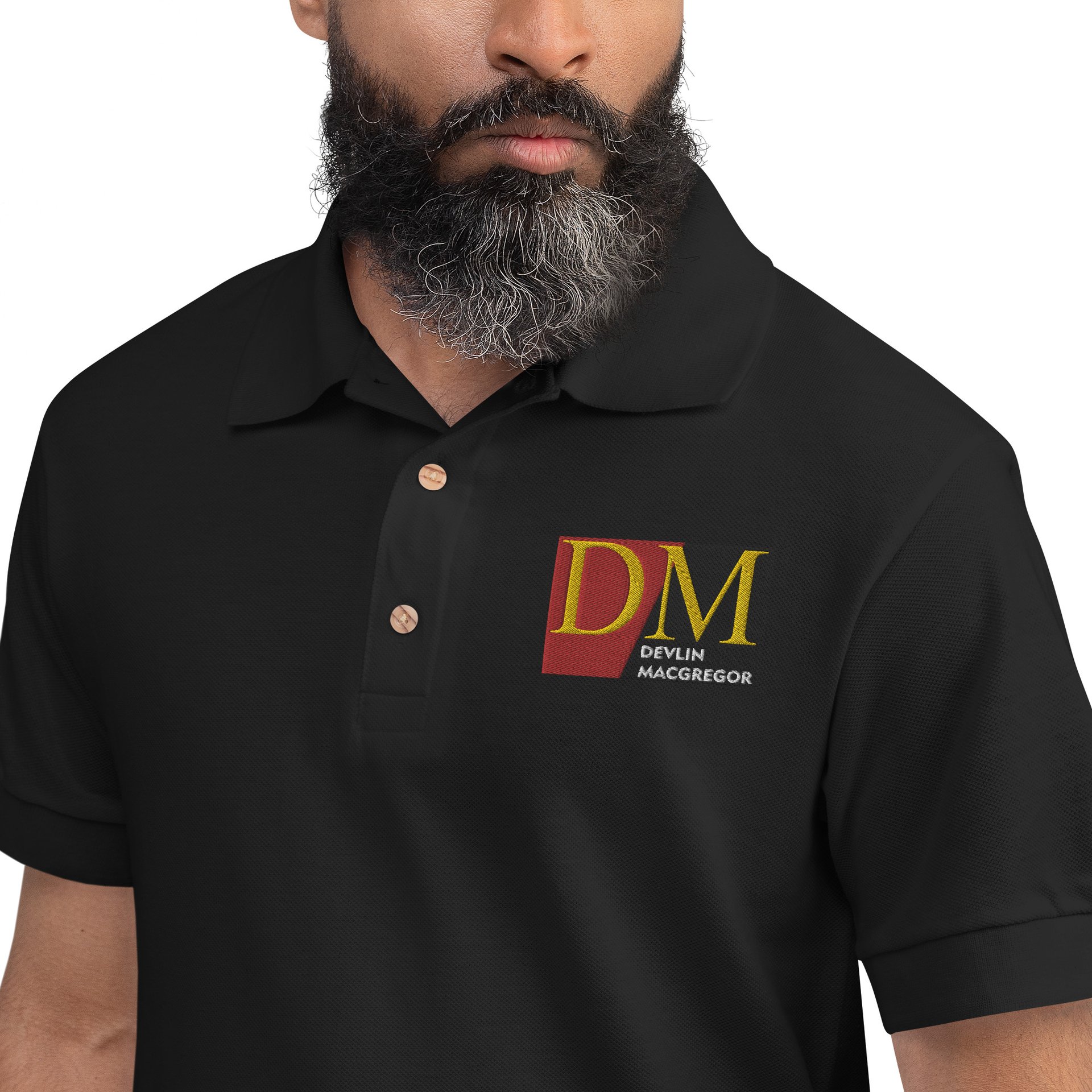 Devlin Macgregor Embroidered Polo Shirt (Black, White or Silver) - Image 6