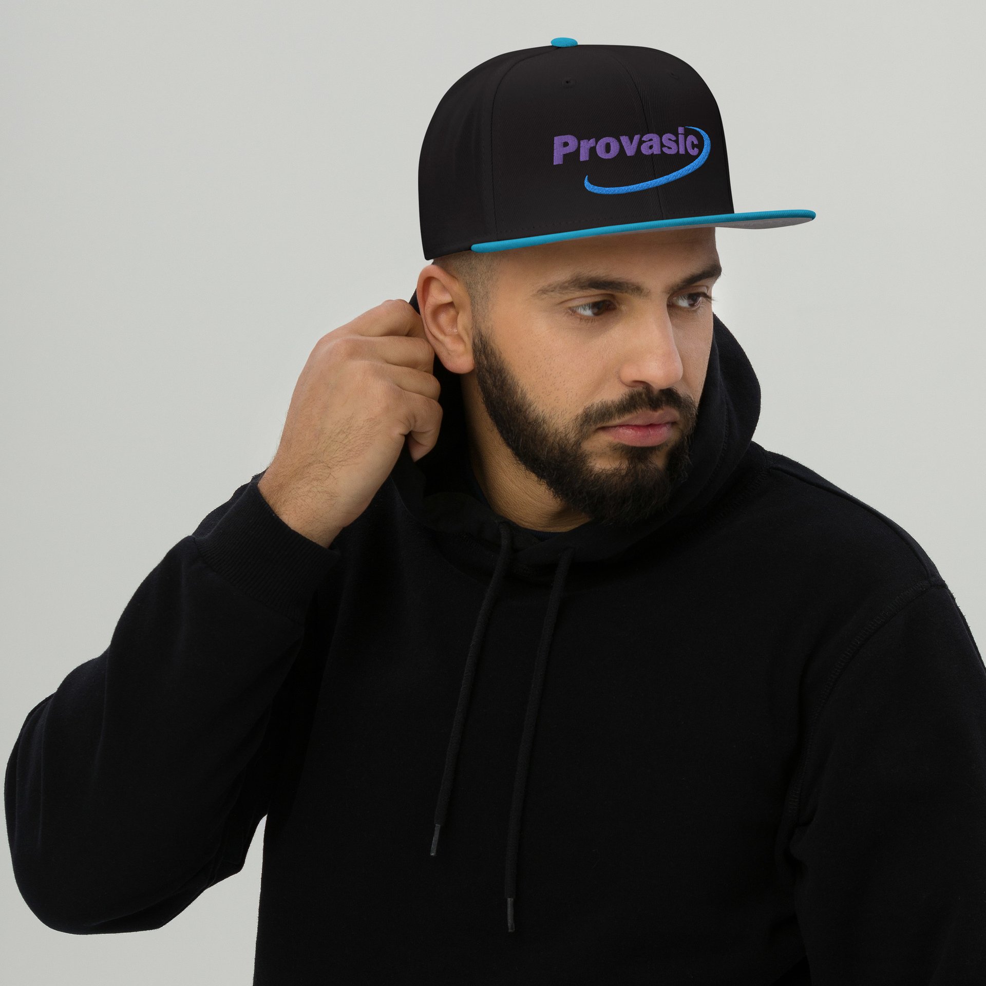Provasic Logo "Snapback" Hat (White or Black/Teal) - Image 8