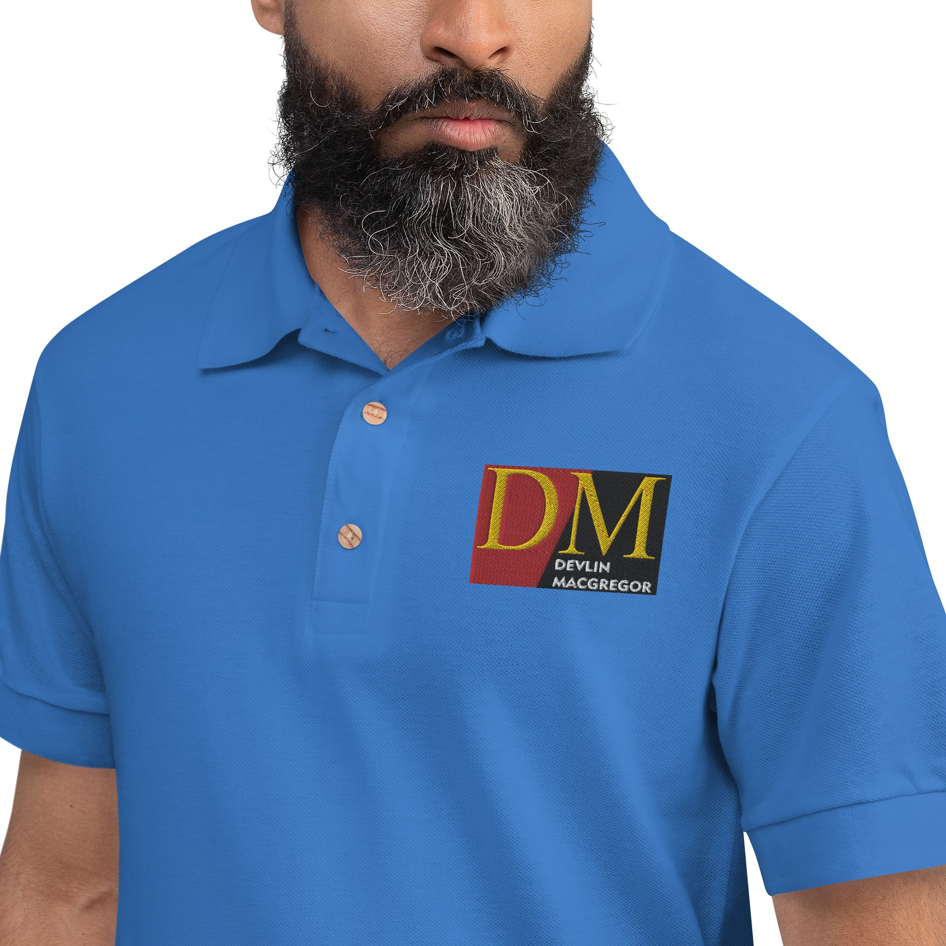 Devlin Macgregor Embroidered Polo Shirt (Black, White or Silver) - Image 11