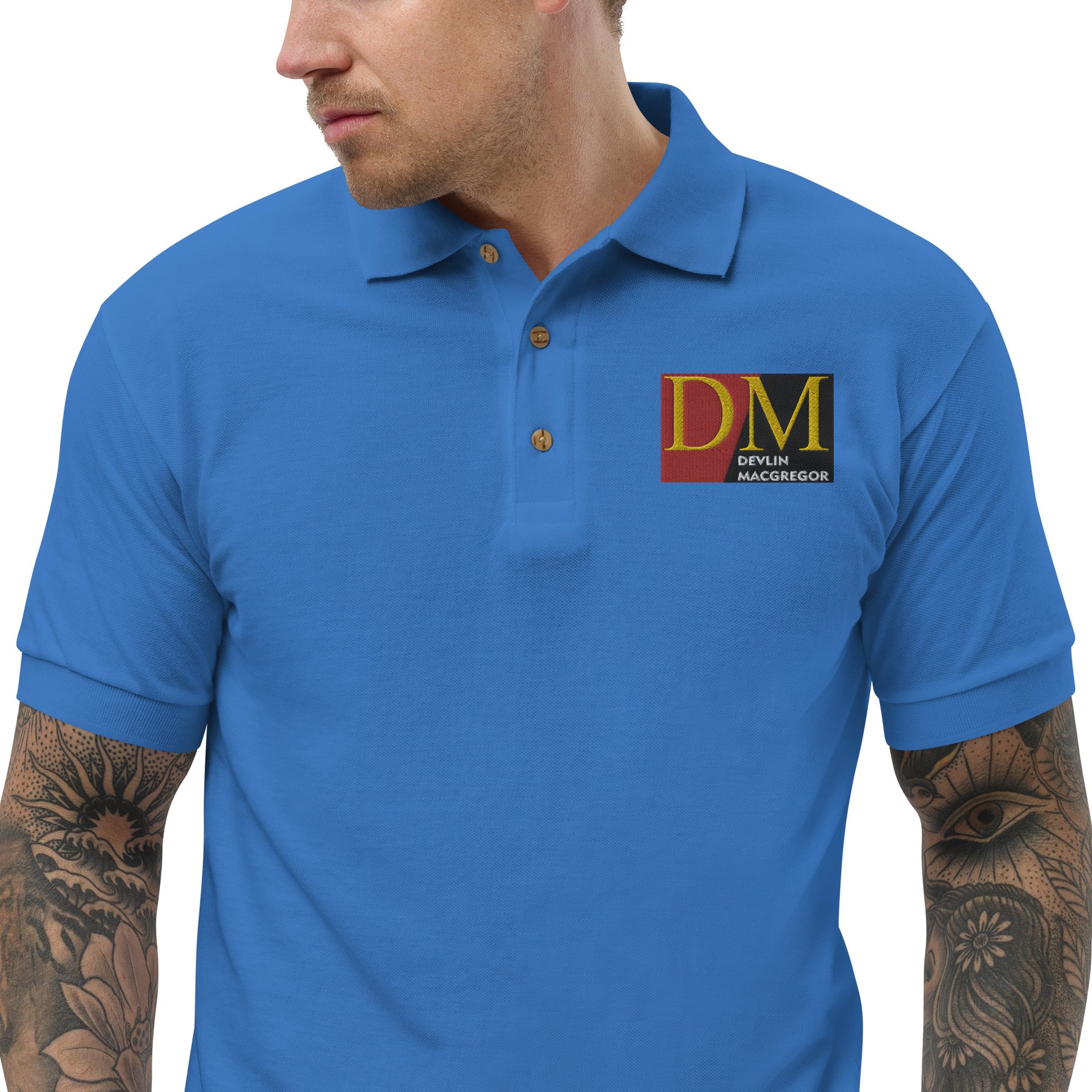 Devlin Macgregor Embroidered Polo Shirt (Black, White or Silver) - Image 12