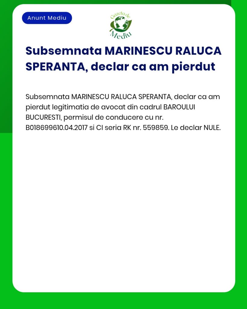 Declaratie pierdere acte identitate si avocat Baroul Bucuresti