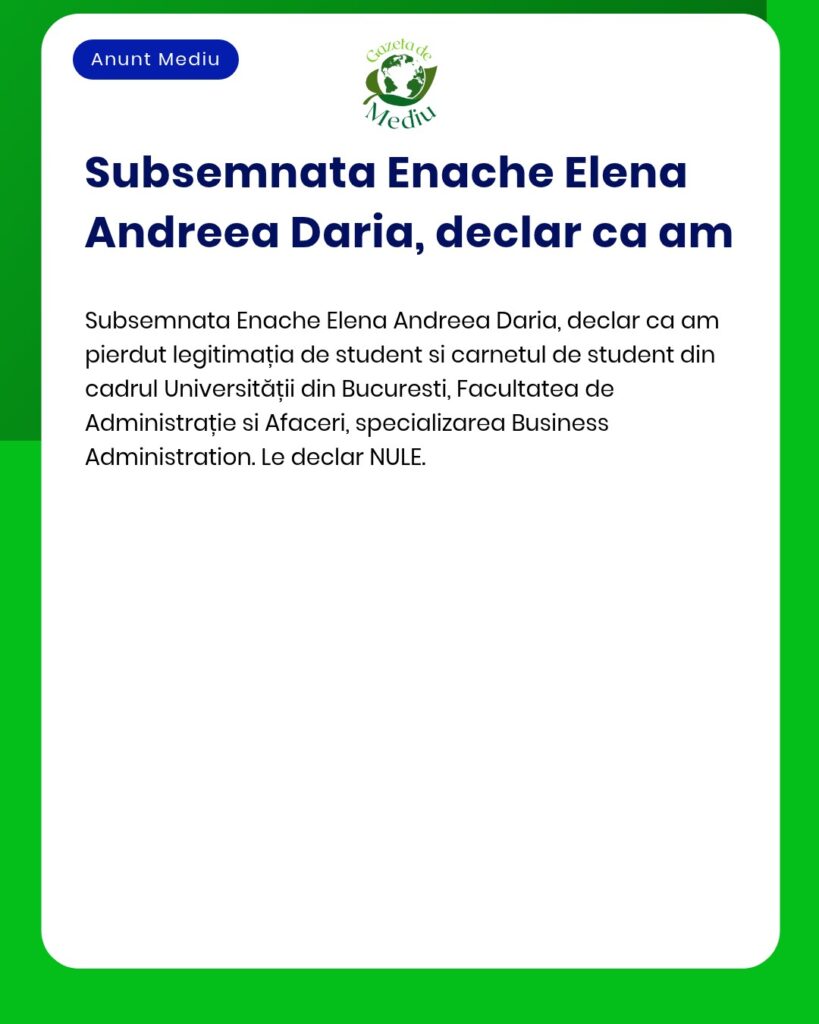 Pierdut legitimația si carnetul de student Universitatea Bucuresti