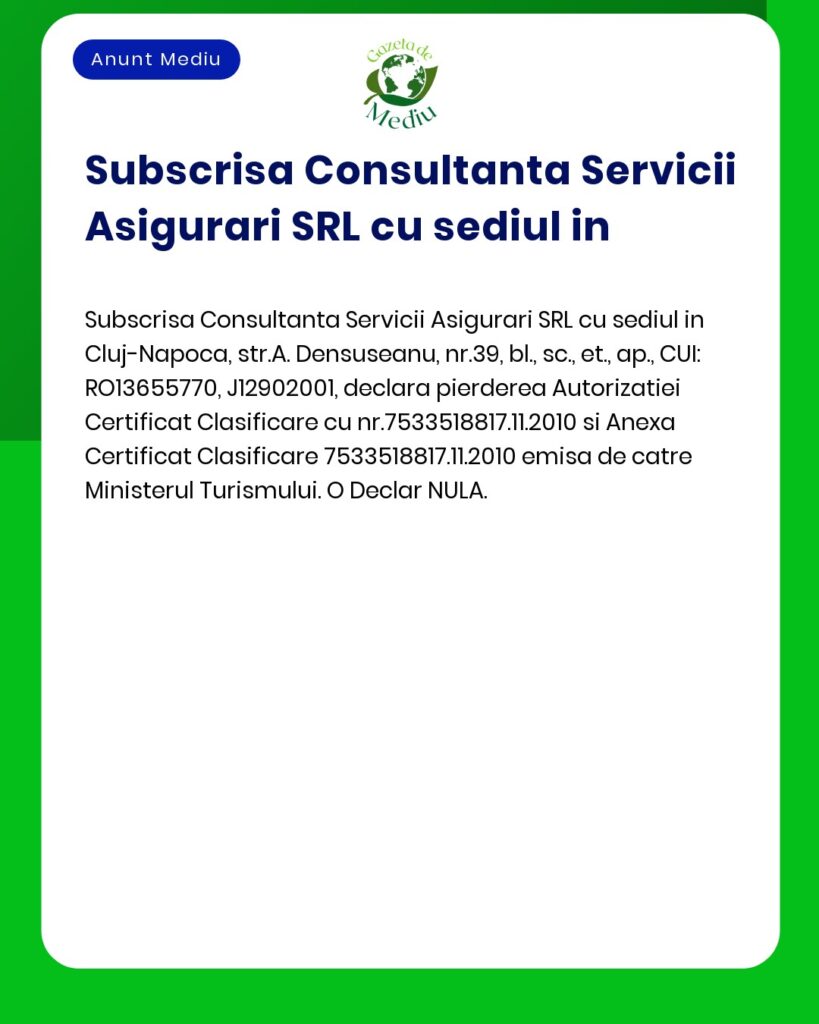 Pierderea Autorizatiei Certificat Clasificare Consultanta Servicii Asi