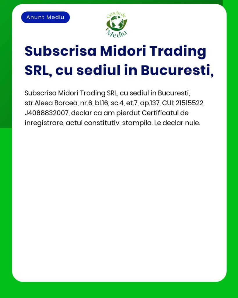 Declaratie pierdere certificat inregistrare act constitutiv stampila